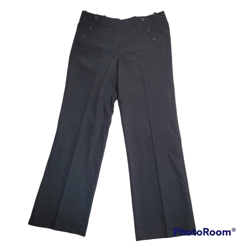 Black Career Pants Office Business Buttons Pockets Straight Leg Sandro Sports 12